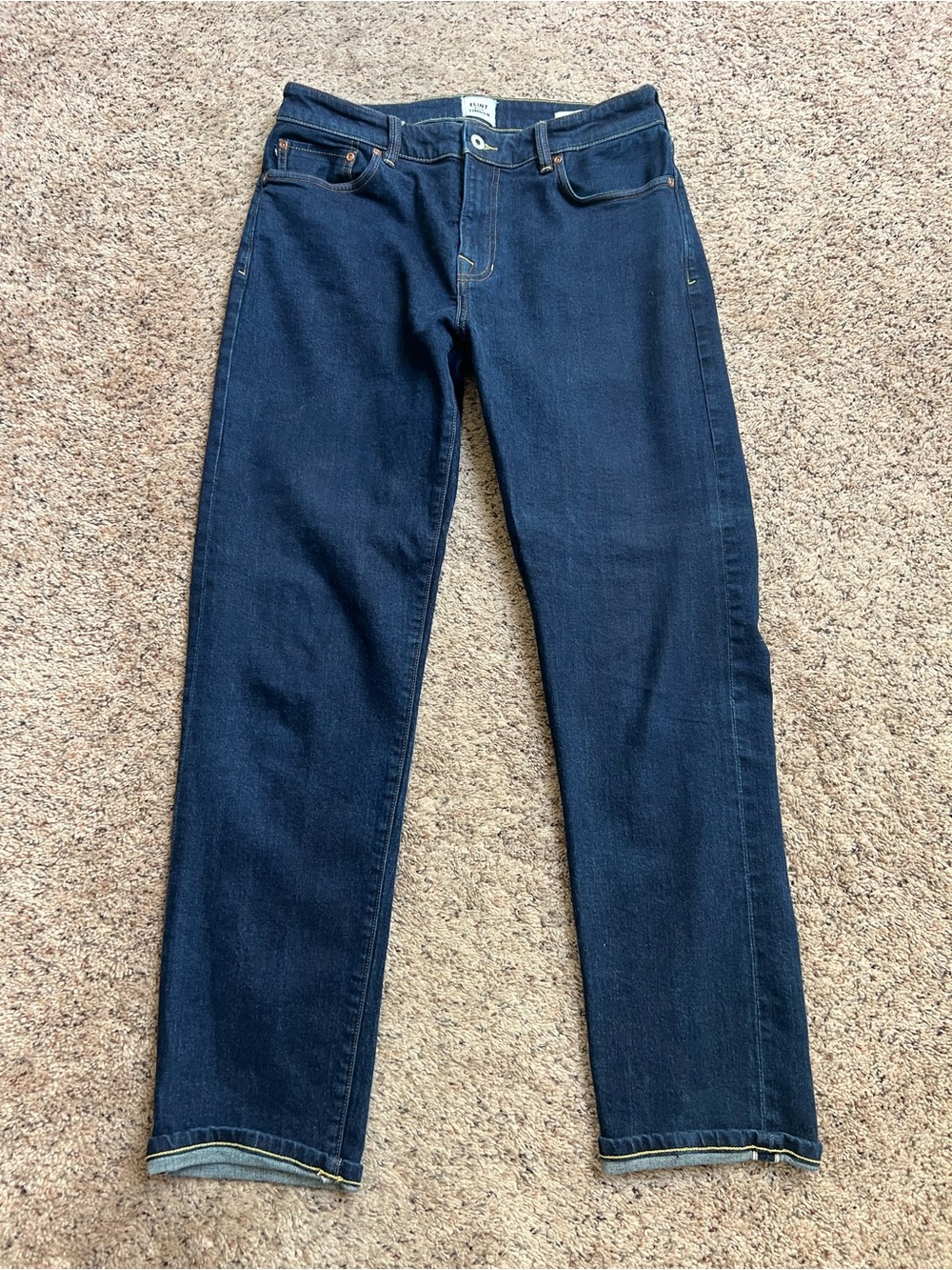 Flint and Tinder Selvedge Denim Jeans Dark Wash Straight Fit 32x32 Made in USA